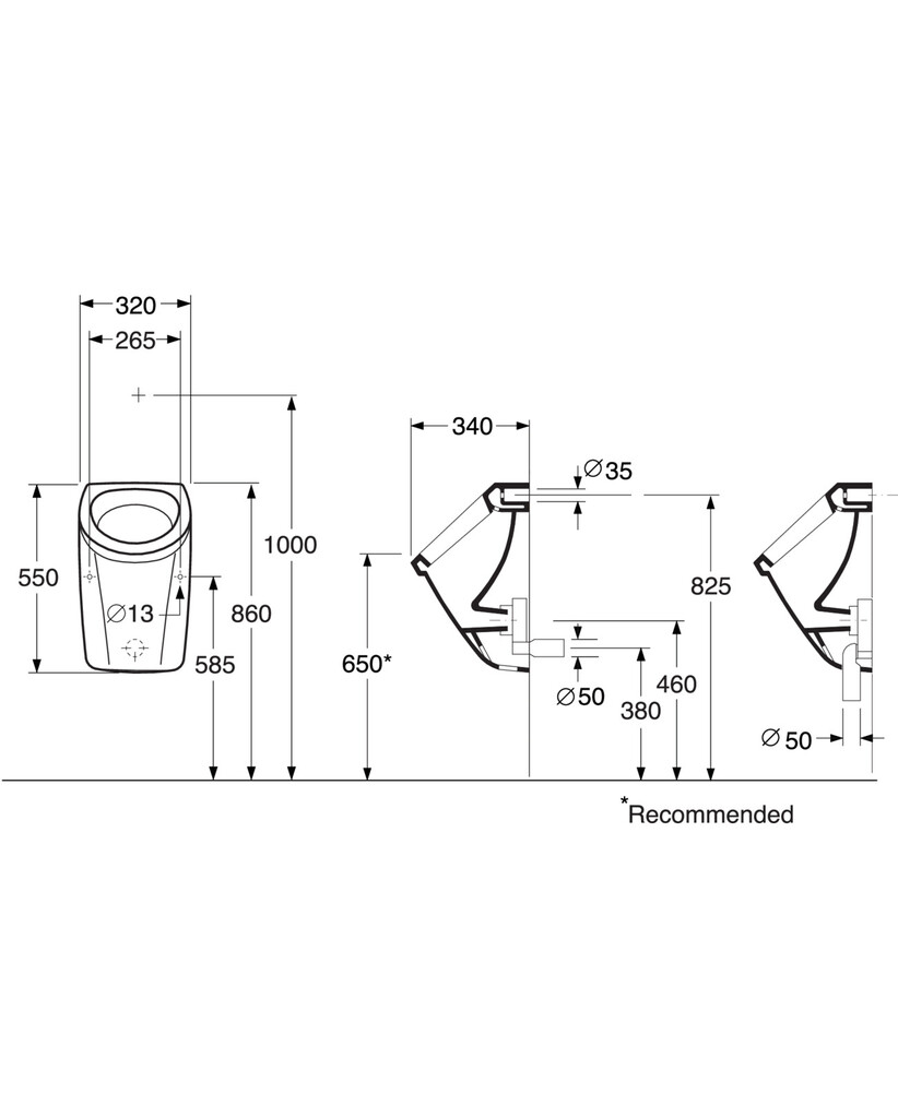Urinal 7G51 concealed plumbing connection Gustavsberg
