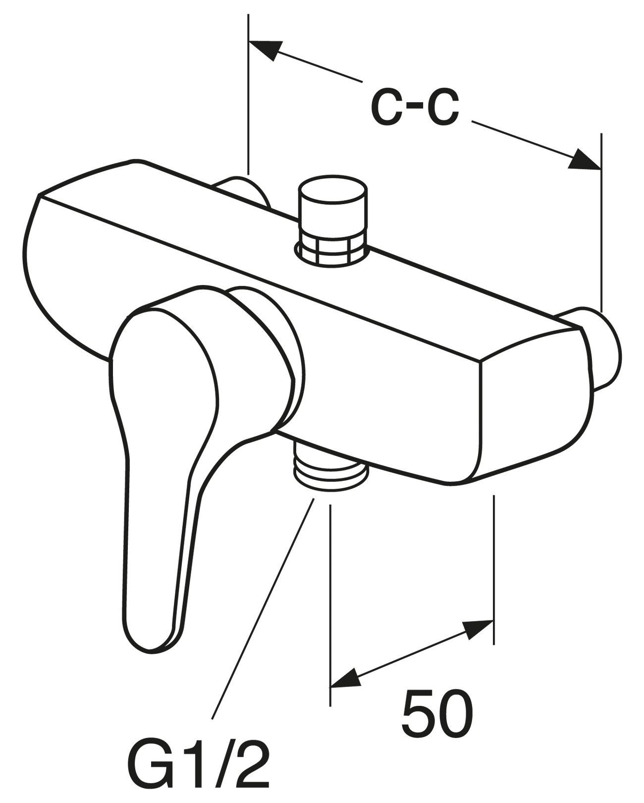 Shower mixer Nautic singlelever Shower mixer with vacuum valve, 150