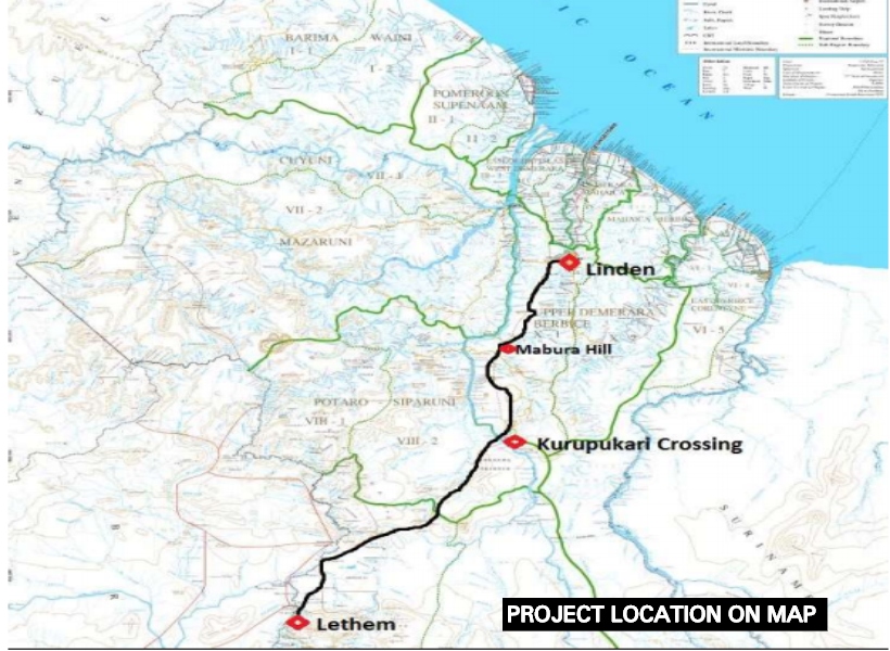 Map Of Linden Guyana No paving, only vetting of contractors for Linden/Lethem Road, Project
