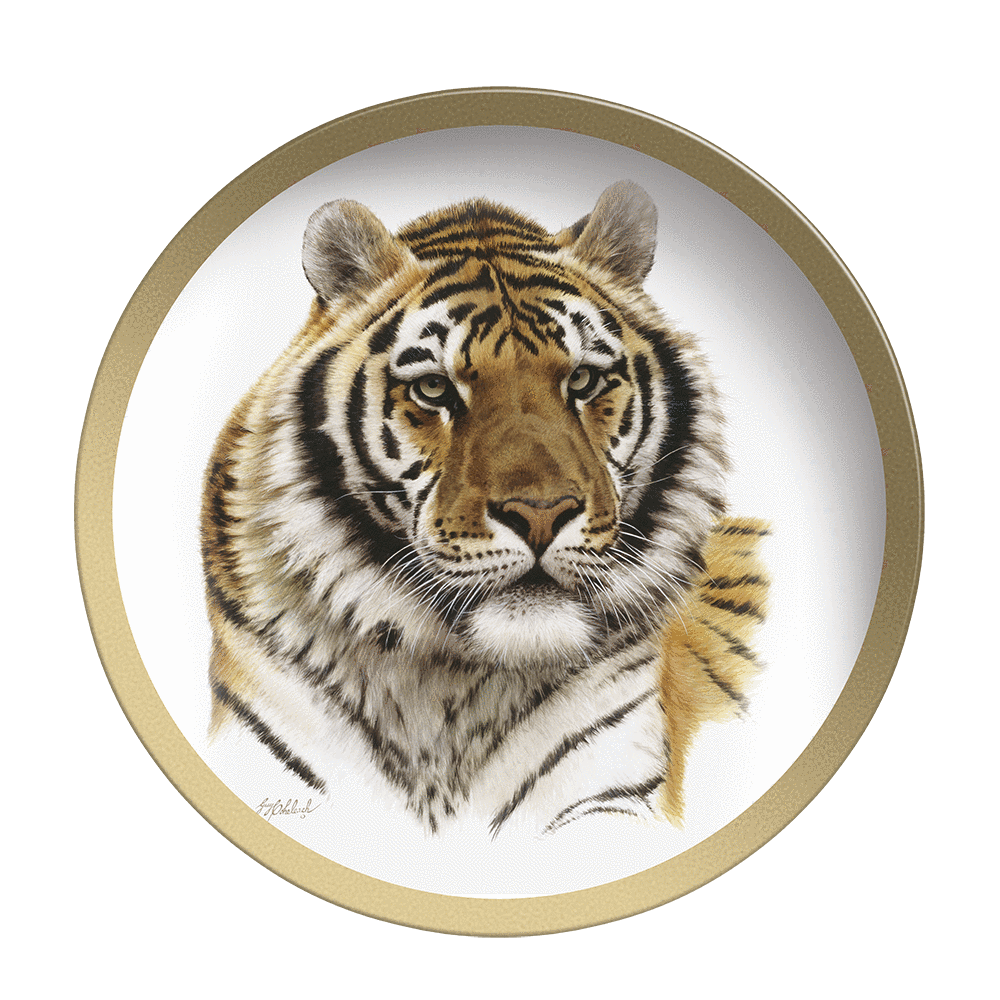Siberian Tiger Head Collectable Plate by Guy Coheleach K&K Wildlife