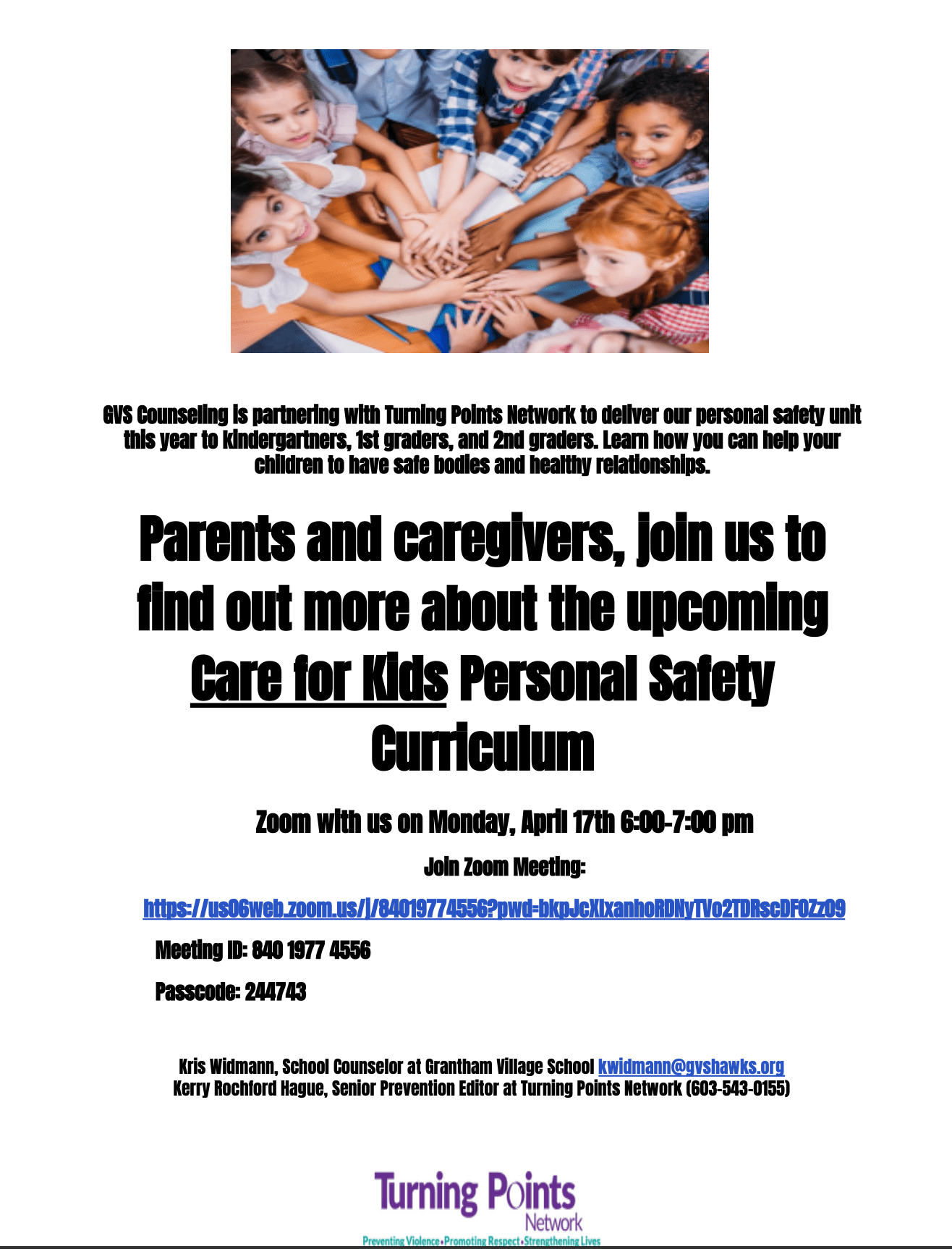 Care for Kids Personal Safety Curriculum Grantham Village School