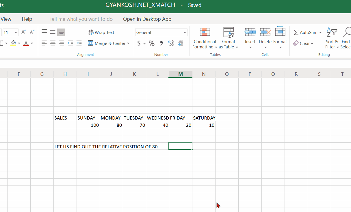 How to find matching value using XMATCH FUNCTION in EXCEL?
