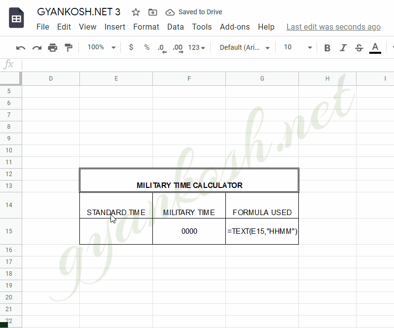 HOW TO GET MILITARY TIME IN GOOGLE SHEETS GyanKosh Learning Made Easy