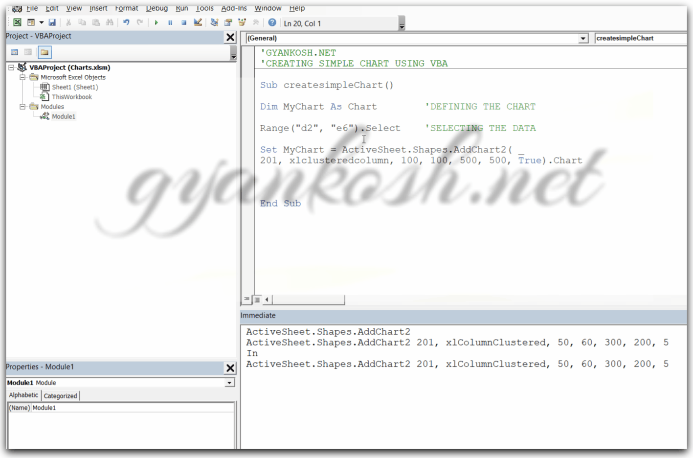 CREATE CHARTS USING VBA IN EXCEL GyanKosh Learning Made Easy