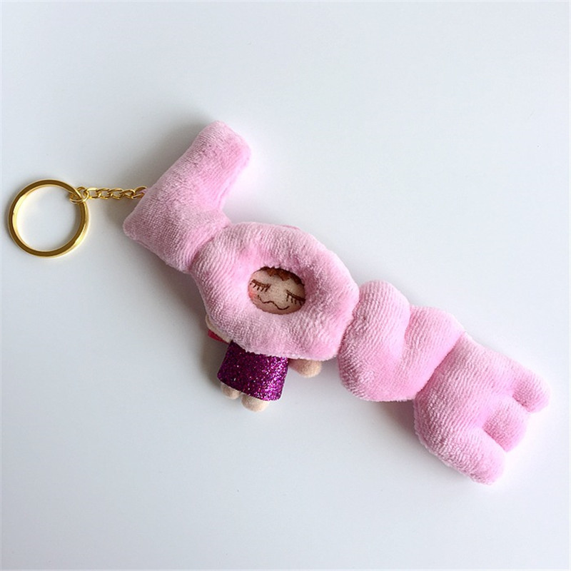stuffed animal keychains for kidsCute Kids pink plush keychains H2