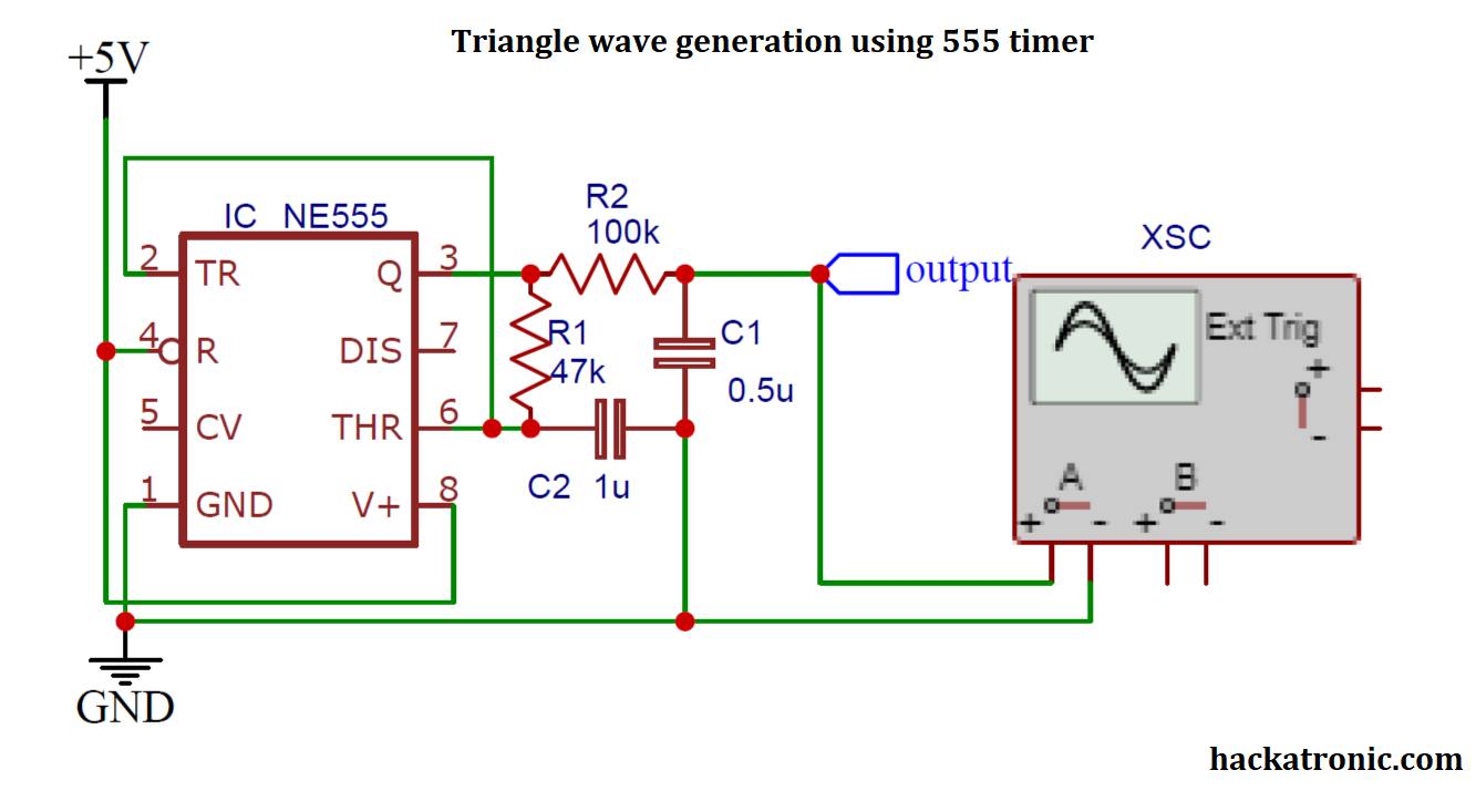 Triangle Wave Generator Using 555 Timer Ic Hackatronic