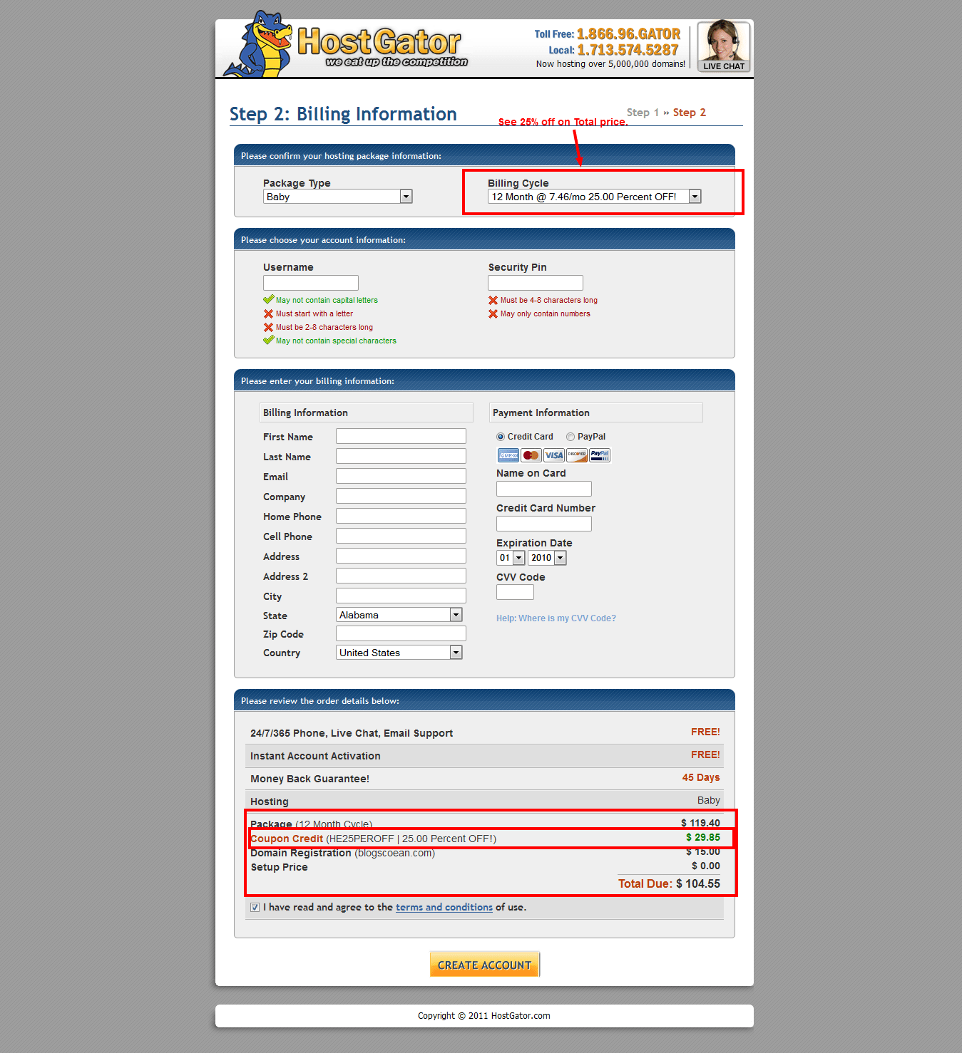 Hostgator Coupon Code 25 discount, Hostgator 25 percent discount