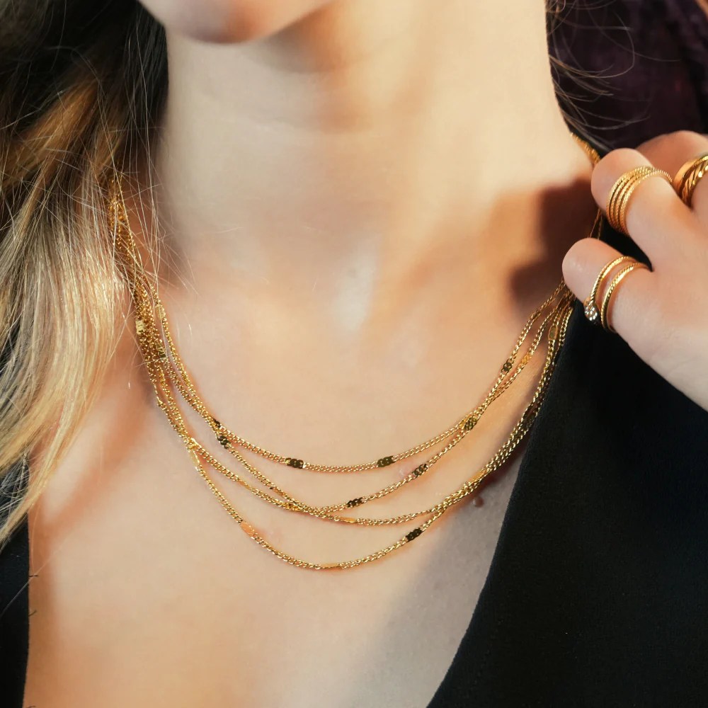 MORIA Layered Luxe 4Strand Chain Necklace