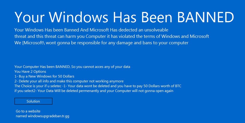 "Your Windows has Been Banned" Malware Returns with Higher