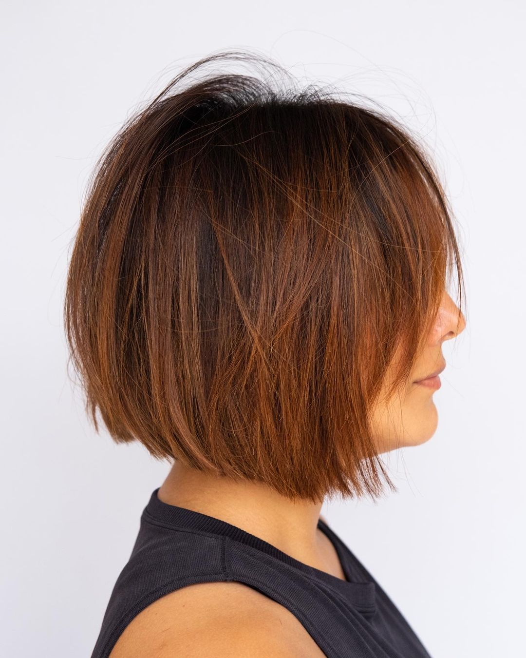 Neck-Length Bob with Layered Bangs