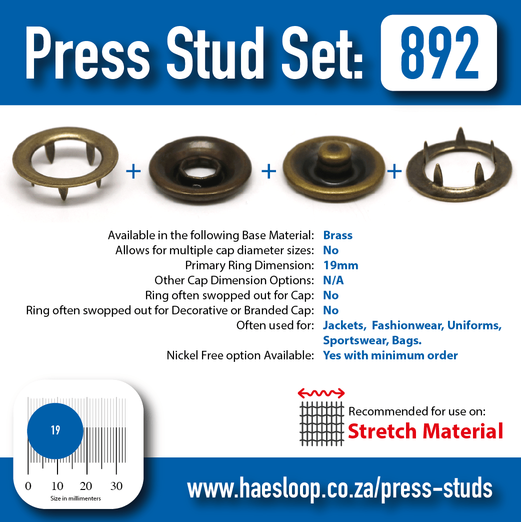 Press Stud Set 892 Haesloop Agencies