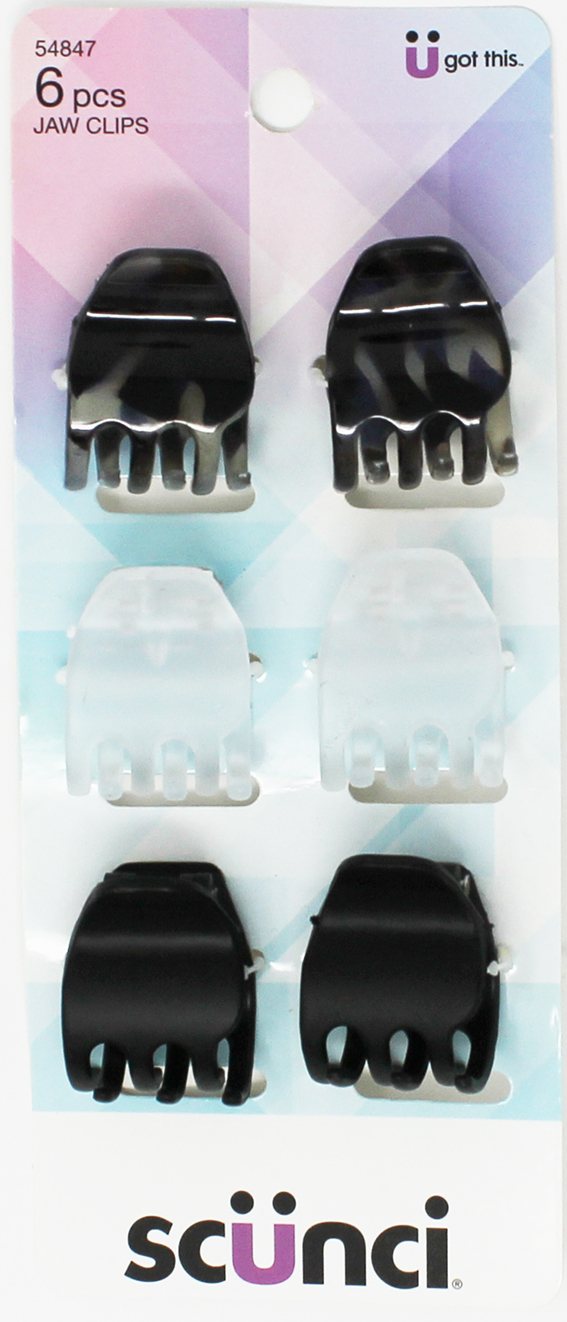 Scunci Hair Clips Assorted Colors Jaw Clips, 6 pcs Wholesale fashion