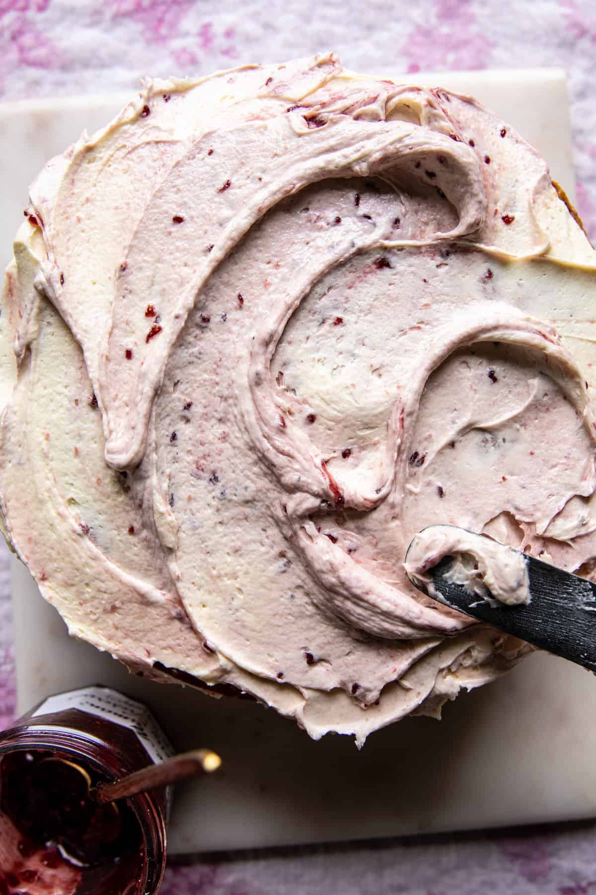 Smashed Raspberry White Chocolate Layer Cake. Half Baked Harvest