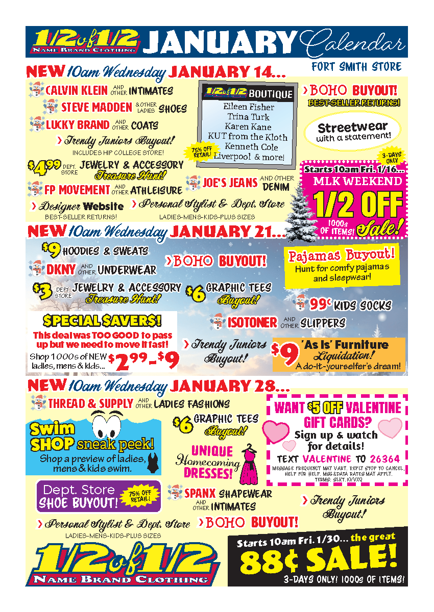 Coming Events ½ of ½ Name Brand Clothing