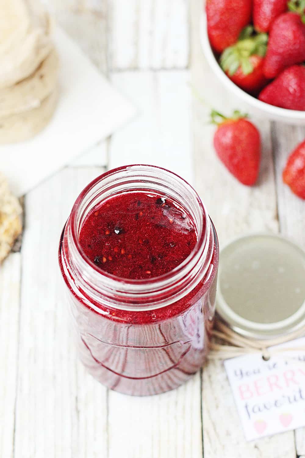 Easy Mixed Berry Freezer Jam + Free Printable Gift Tag HalfScratched