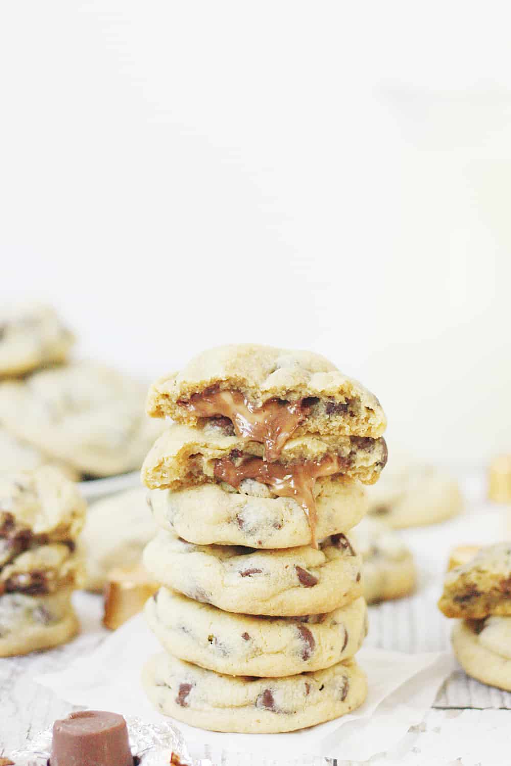 Chocolate Chip Rolo Cookies HalfScratched