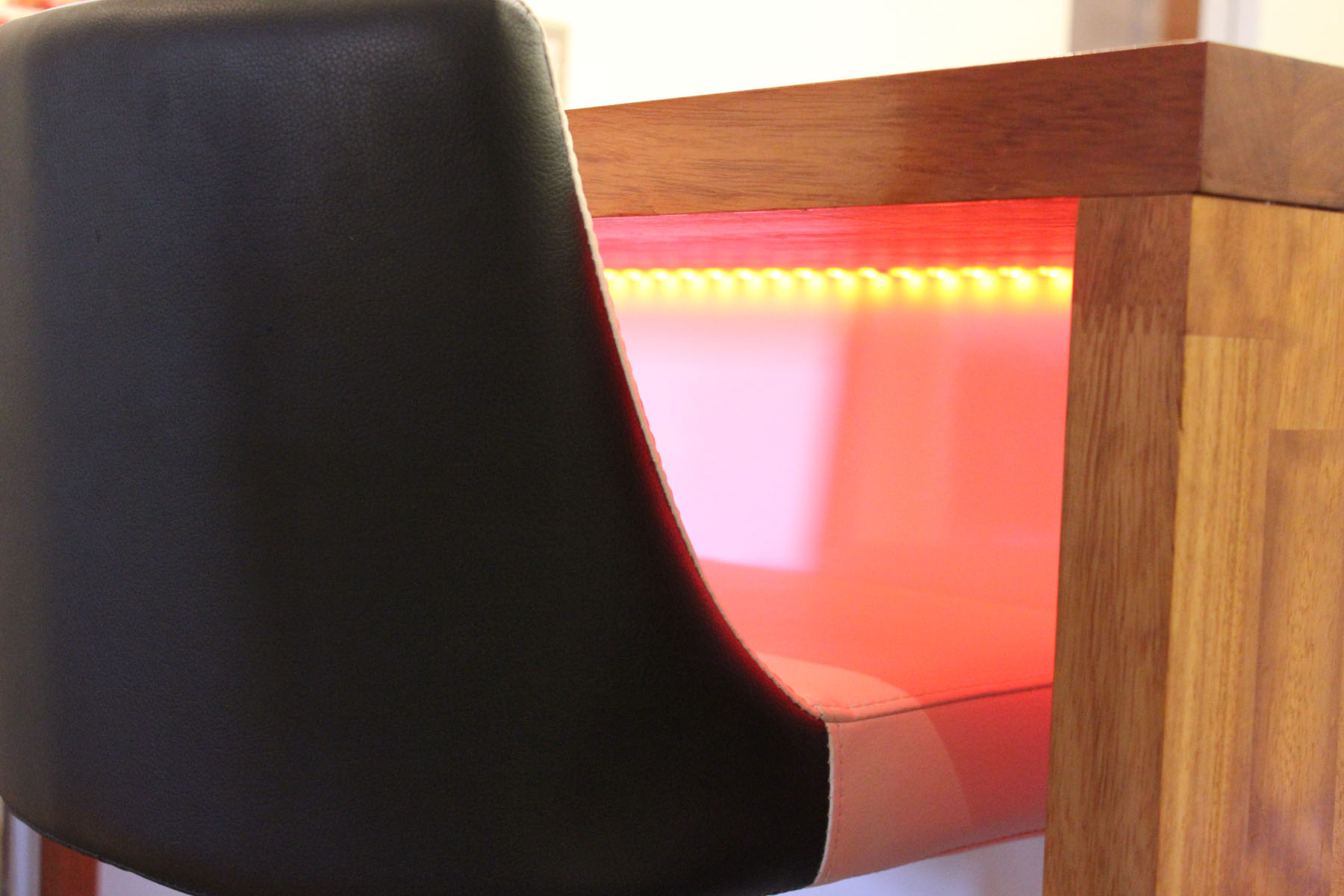 Red LED feature lights Hallmark Kitchen Designs