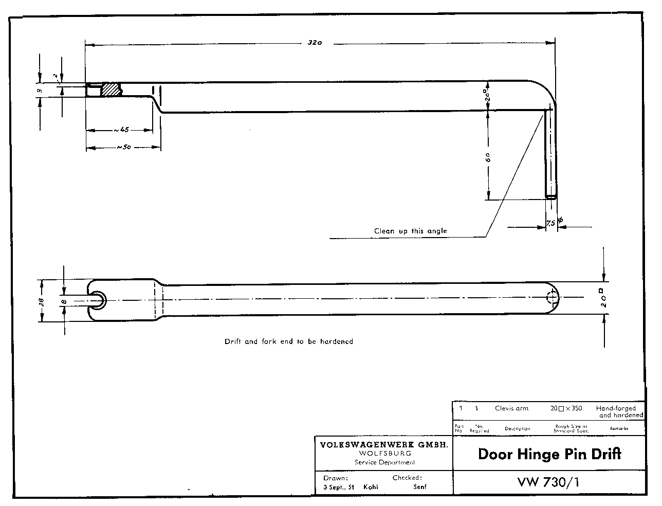 VW Beetle Hinge Pin Removal Tool