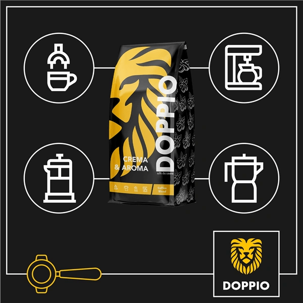 Blue Orca Doppio Crema & Aroma, zrnková káva, 1 kg, Arabica/Robusta (80