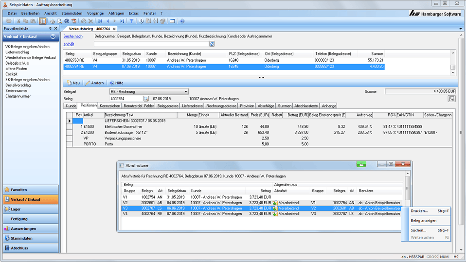 Auftragsbearbeitung für DATEV I HS Hamburger Software