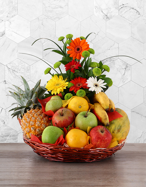Mother's Day Flower and Fresh Fruit Basket Hamperlicious