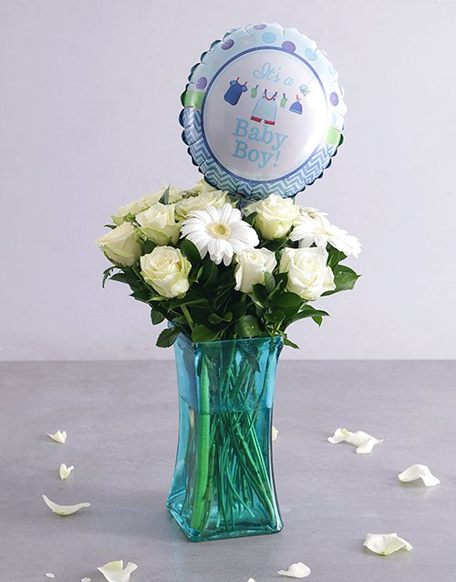 Baby Boy Floral Arrangement Hamperlicious