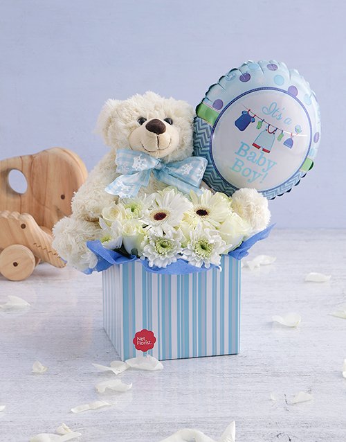 Baby Boy Flower Gift Box Hamperlicious