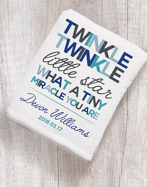 Personalised Twinkle Twinkle Boy Fleece Blanket Hamperlicious