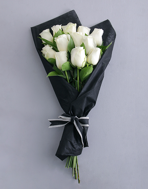 Pure White Rose Bouquet Hamperlicious