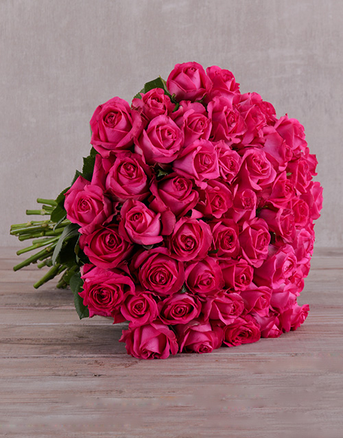 50 Shades of Cerise Rose Bouquet Hamperlicious