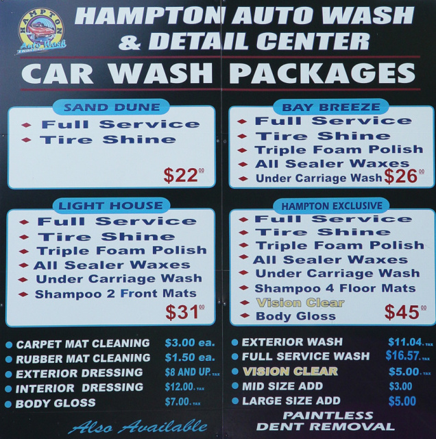 Hampton Auto Wash Selections