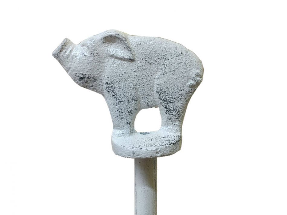 Wholesale Whitewashed Cast Iron Pig Paper Towel Holder 15in Hampton