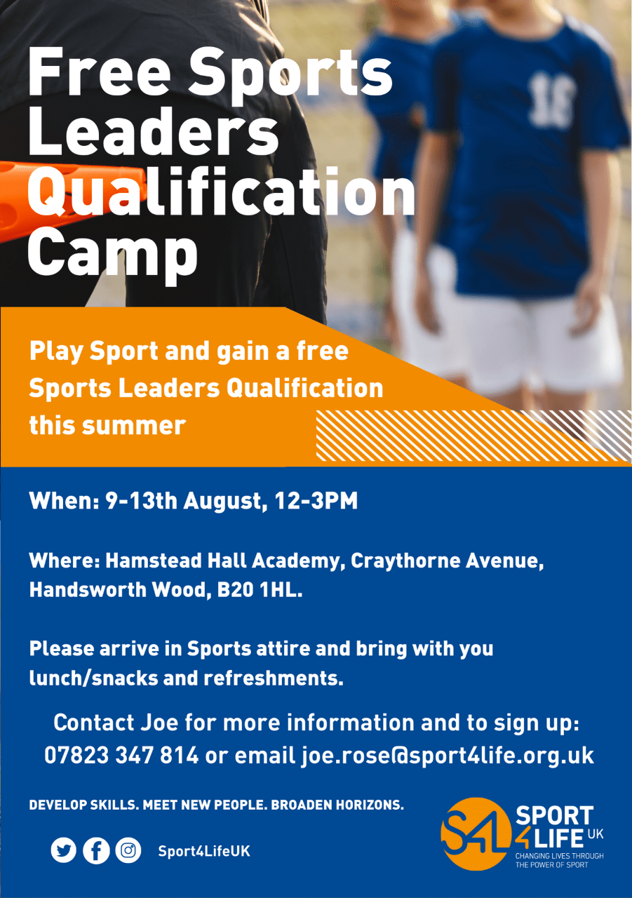 Hamstead Hall Academy Free Sports Leaders Qualification Camp