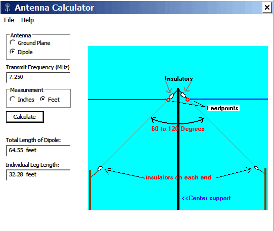 DIPOLE AND INVERTED V VEE DESIGN AND CALCULATOR