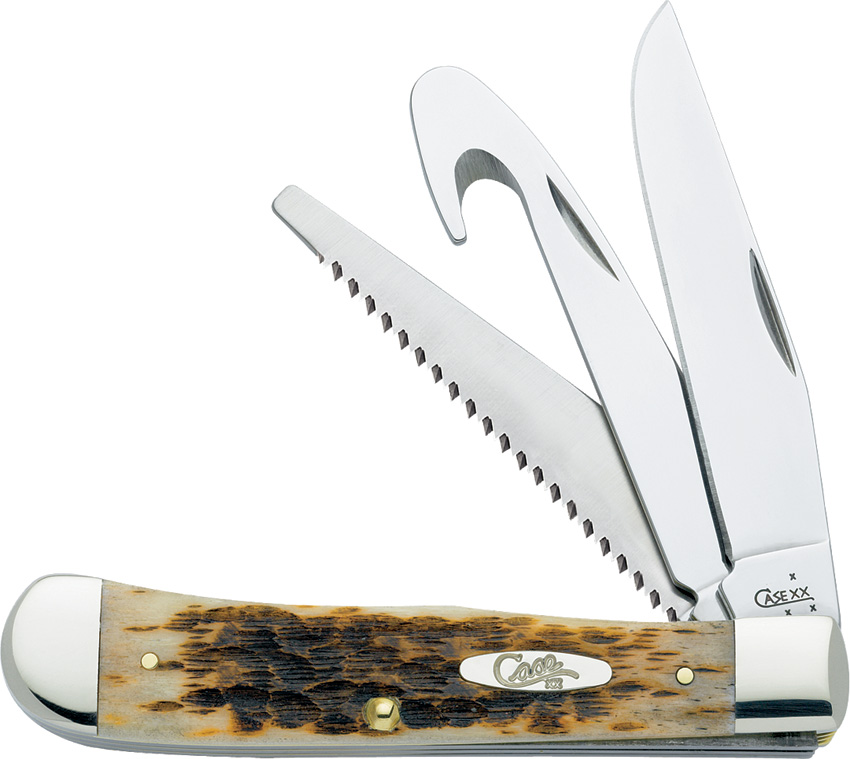 Case 00149 6354GS SS Amber Hunter Trapper Knife