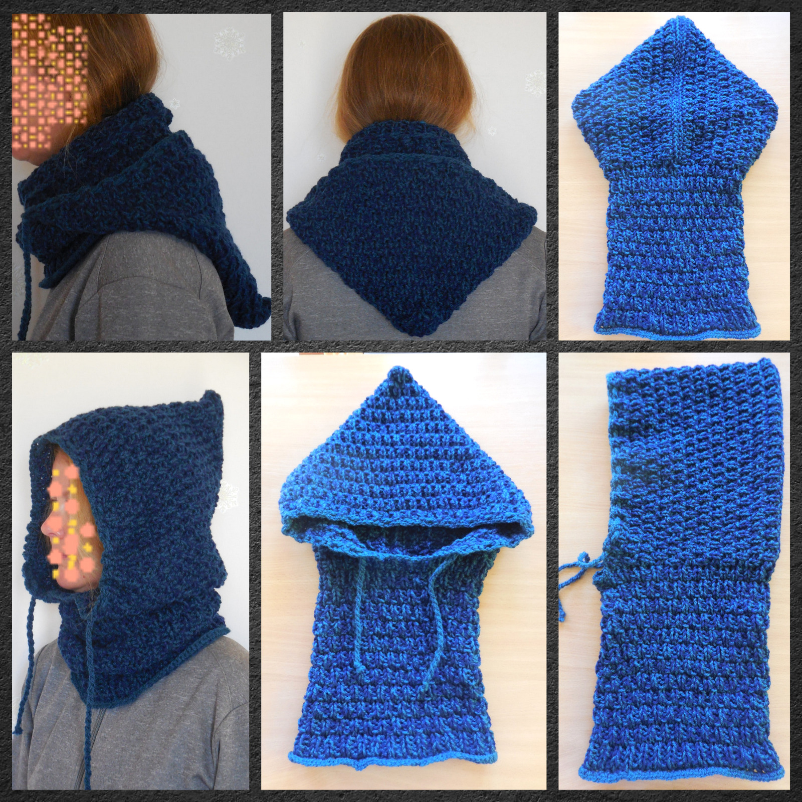 Kapuzenloop blau Handarbeitsfrau