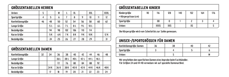 Grössenumrechnung Der HandballBÄR Online Shop