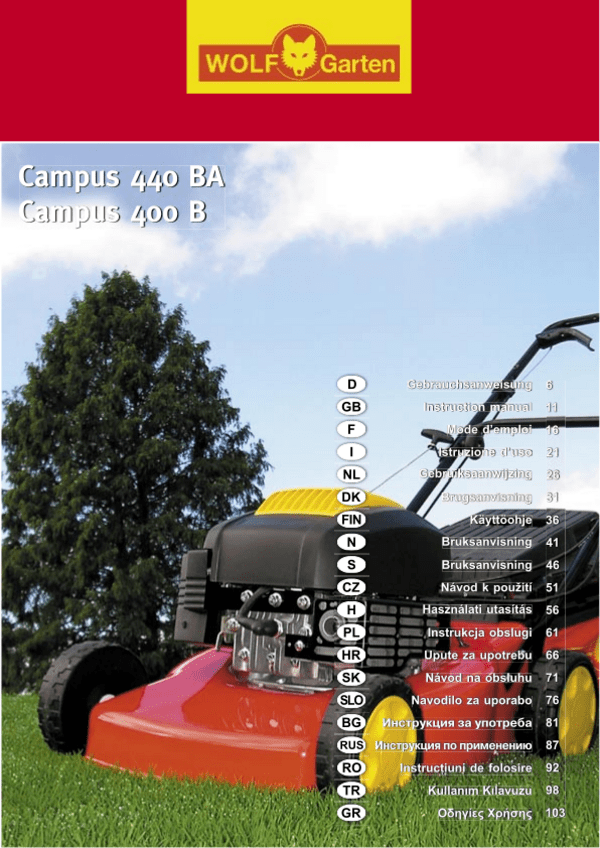Wolf Garten Campus 400 B Handleiding (Nederlands - 33 Pagina's)