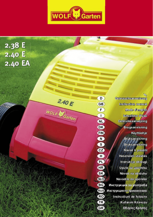 Wolf Garten 2.40 E Handleiding (Nederlands - 28 Pagina's)