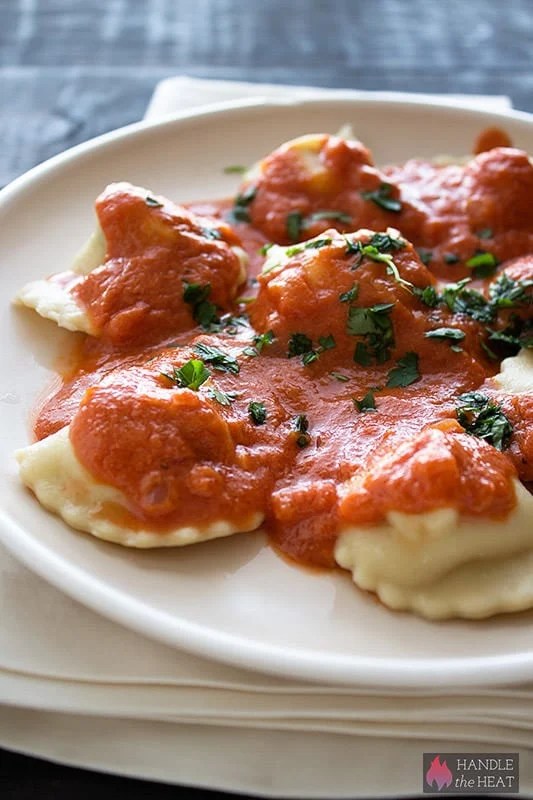Chicken Ravioli with Creamy Tomato Sauce Handle the Heat