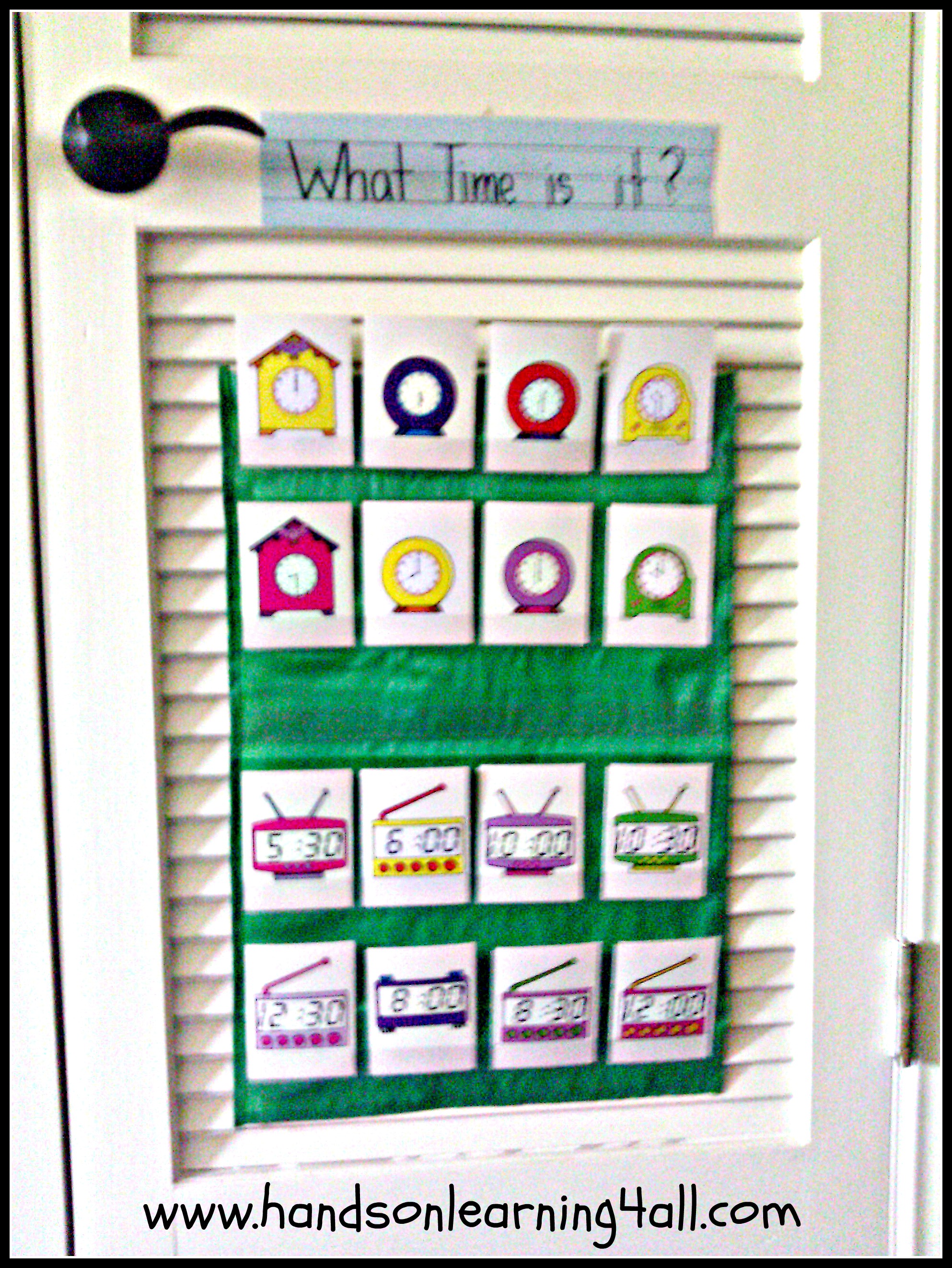 Time Matching Pocket Chart Game Hands on Learning 4 All