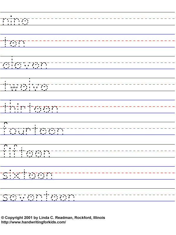 Handwriting for Kids Math Numbers Number Words (917)