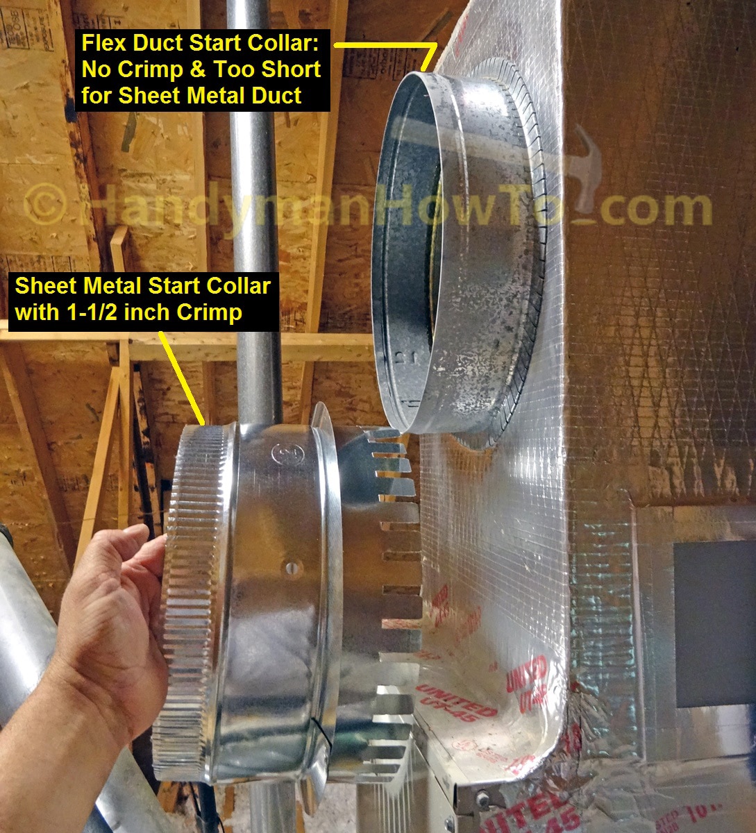 How To Install Round Sheet Metal Duct Plenum Start Collar Elbow