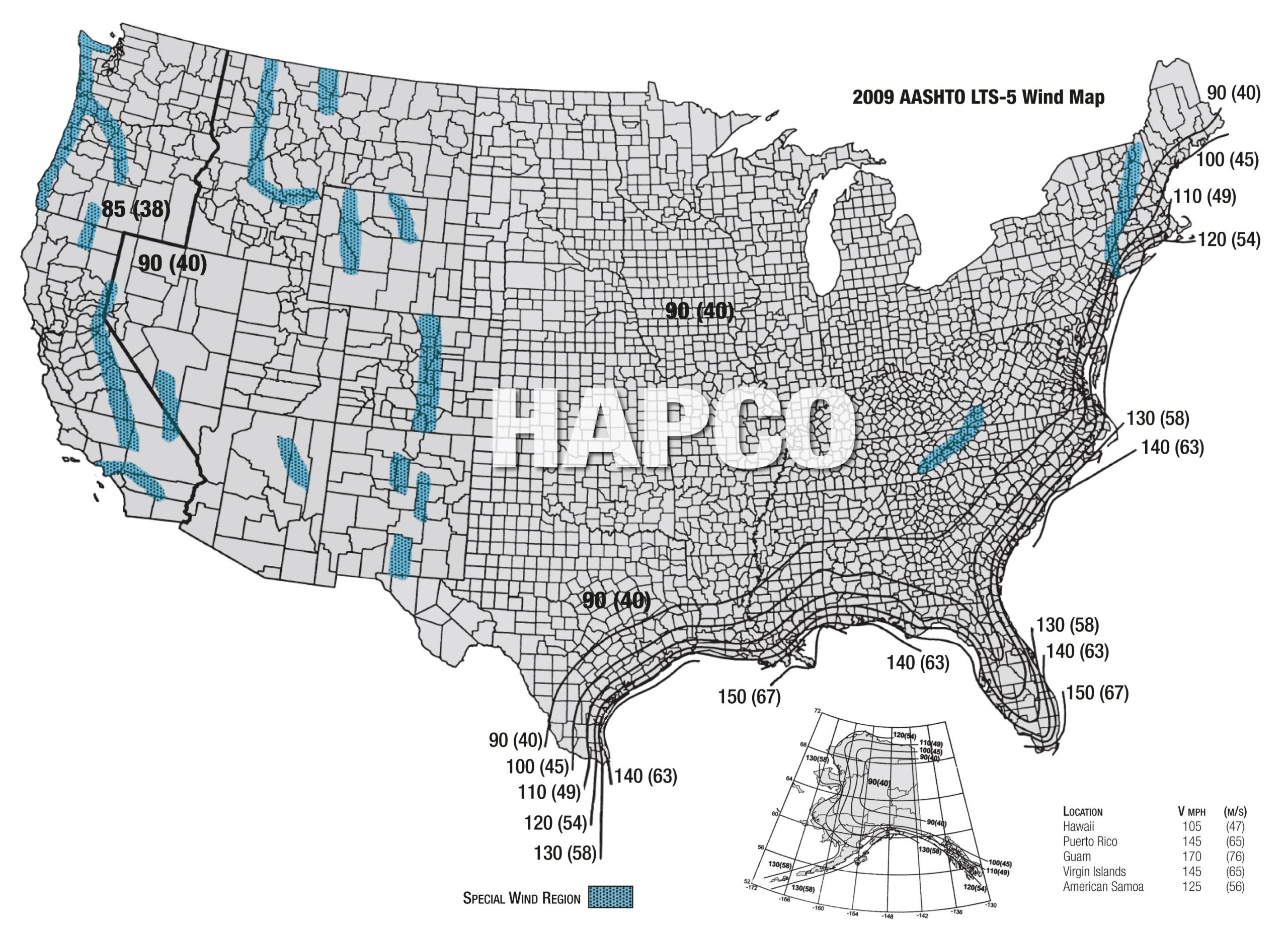 Wind Speed Map Hapco Pole Products