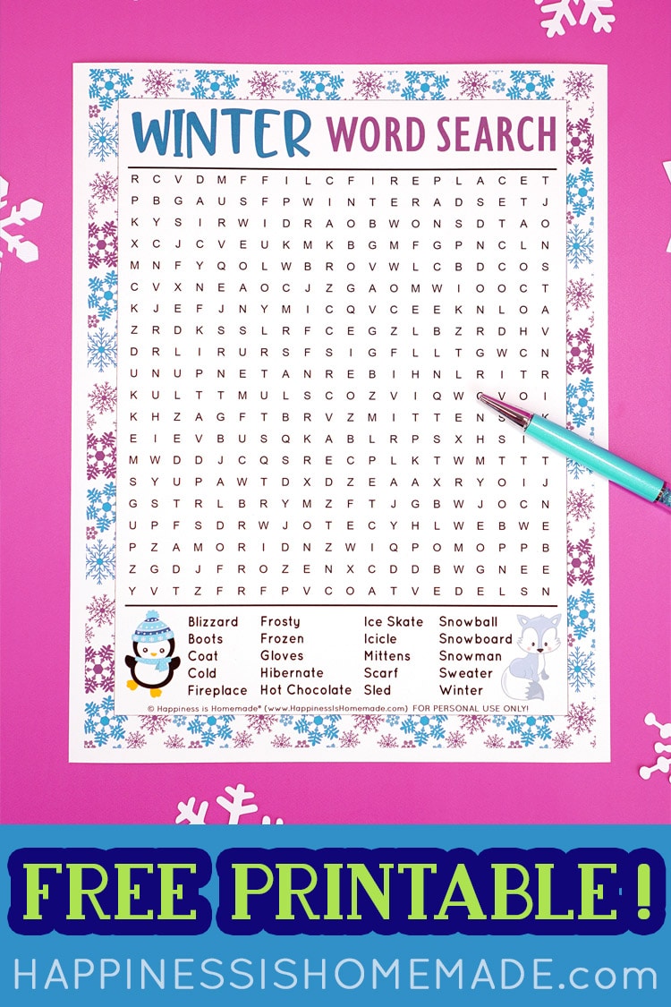 Winter Word Search Printable + More Happiness is Homemade