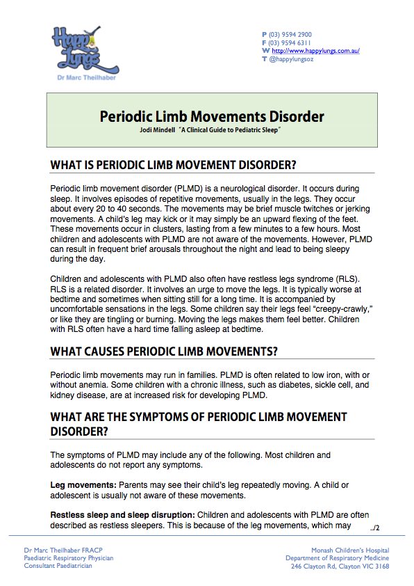 Periodic Limb Movement Disorder Happy Lungs Dr Marc Theilhaber