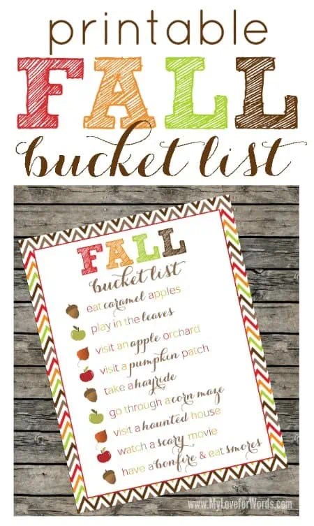 Fall Bucket List Free Printable