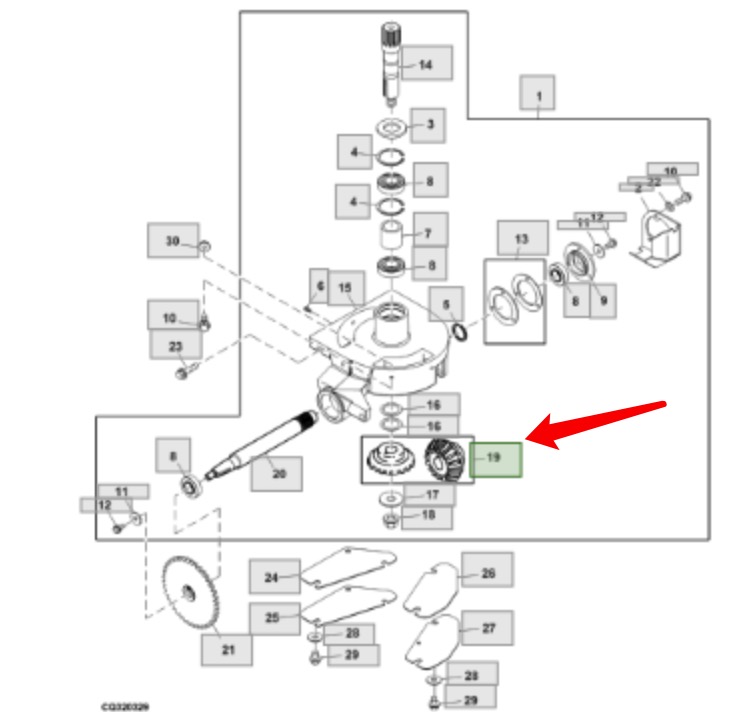 John Deere Combine Harvester Auger Gears DE20711_Spare parts for