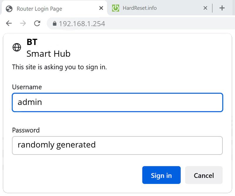 How to open up admin on BT Smart Hub? HardReset.info