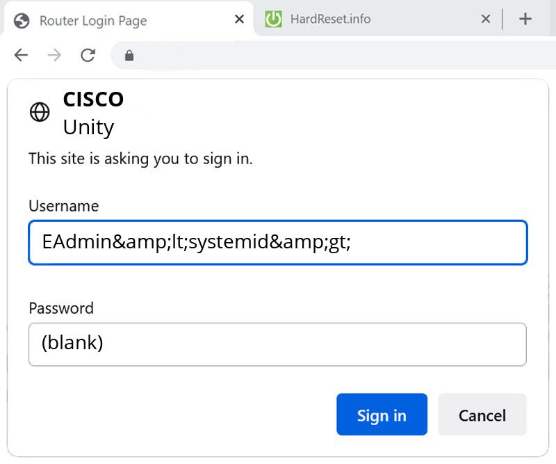CISCO Unity Default Password, how to HardReset.info
